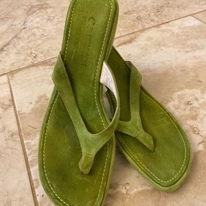 Gorgeous Green La Canadienne Suede Wedges